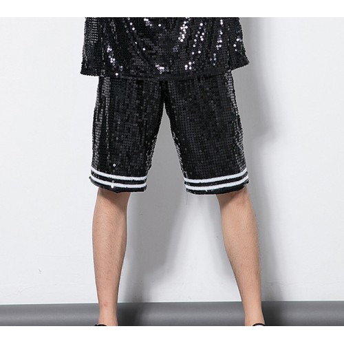 Men's hiphop dance shorts men's male competition stage performance sequined singers dancers street dance shorts
